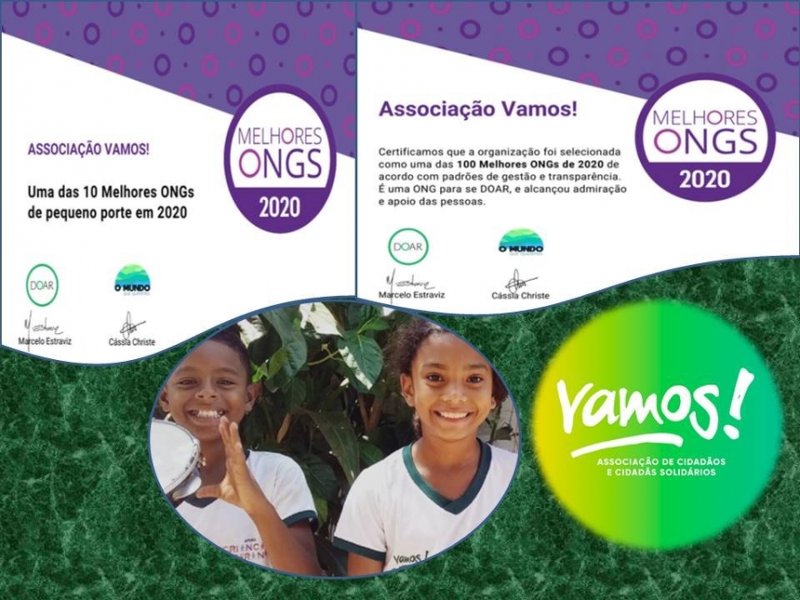 Associação Vamos! reconhecida como uma das 10 melhores ONGs de pequeno porte do Brasil